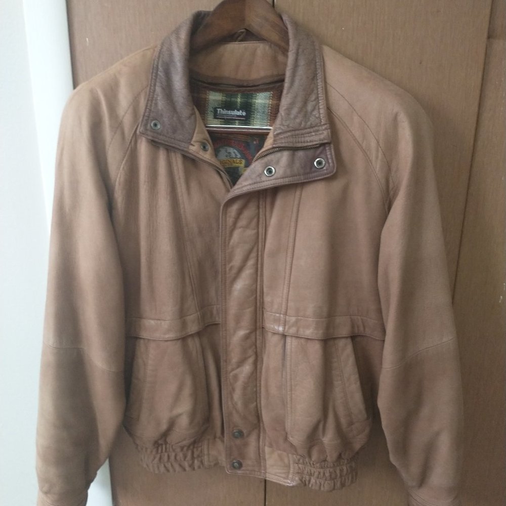 Vintage Wilsons Adventure Bound Small 42 Tan Genuine Leather Bomber Jacket